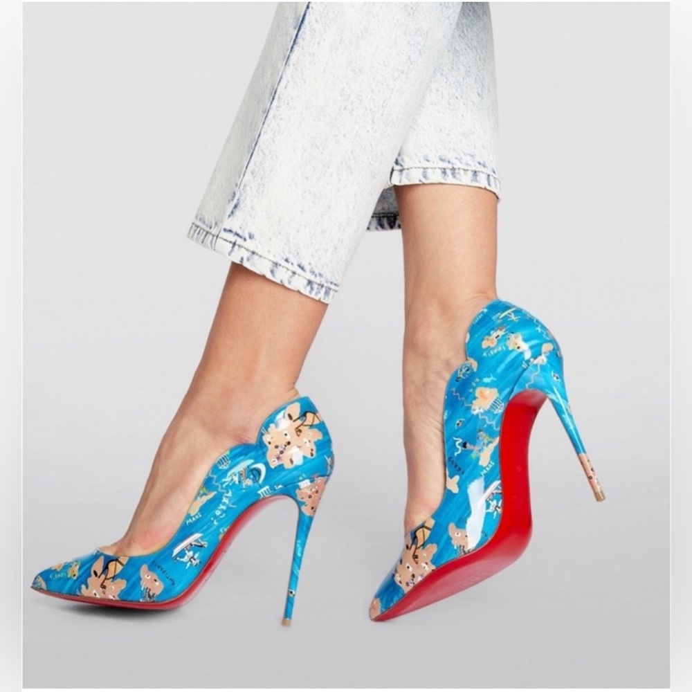 💙 Christian Louboutin Hot Chick 100 Odissey Patent Pumps Heels Greek Myk…